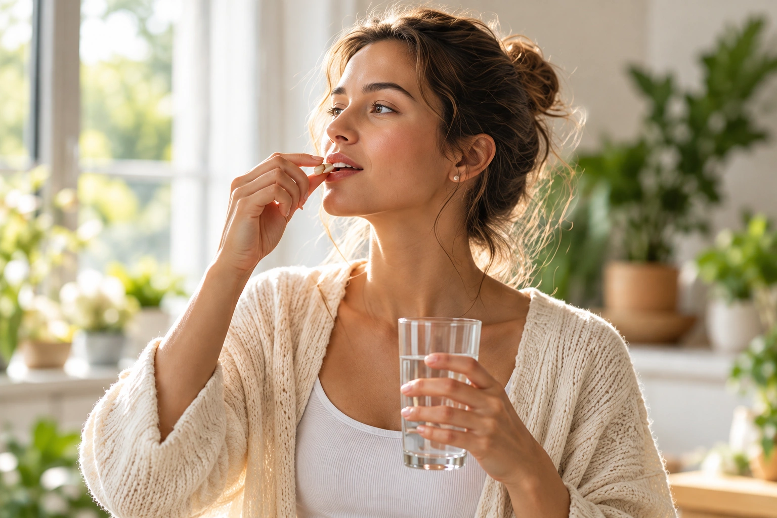 Un moment pour soi, un verre d’eau à la main
